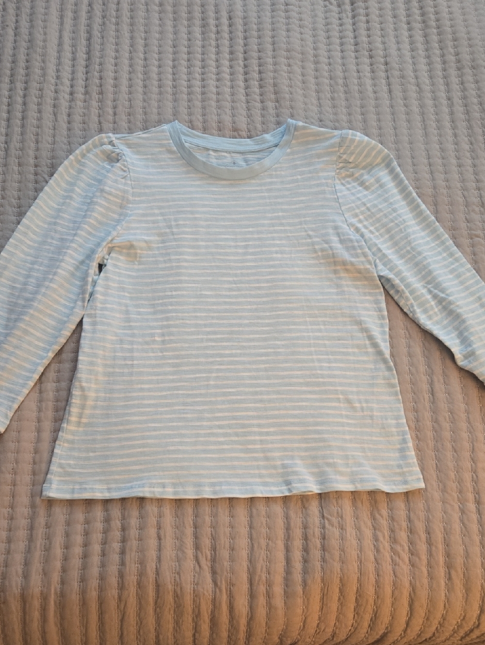 St. John's Bay Light Blue & White Striped Long-Sleeve Tee- 100% COTTON Light